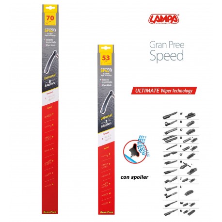 Gran Pree Speed Coppia spazzole tergicristallo flat 70+53 cm