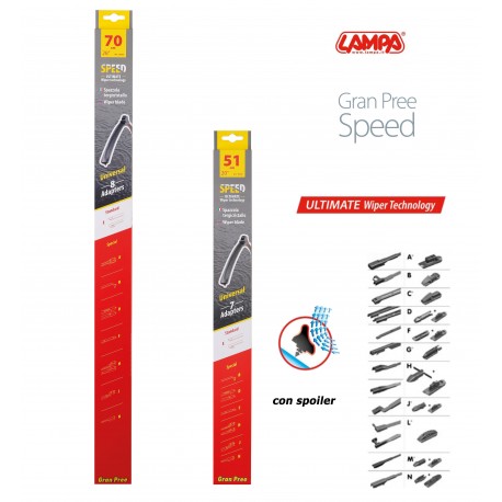 Gran Pree Speed Coppia spazzole tergicristallo flat 70+51 cm