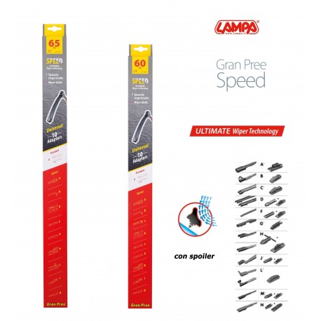 Gran Pree Speed Coppia spazzole tergicristallo flat 65+60 cm