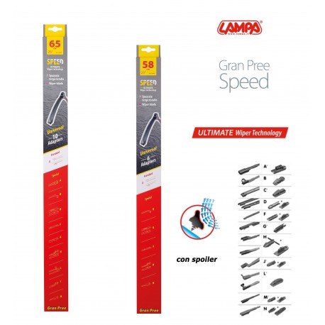 Gran Pree Speed Coppia spazzole tergicristallo flat 65+58 cm
