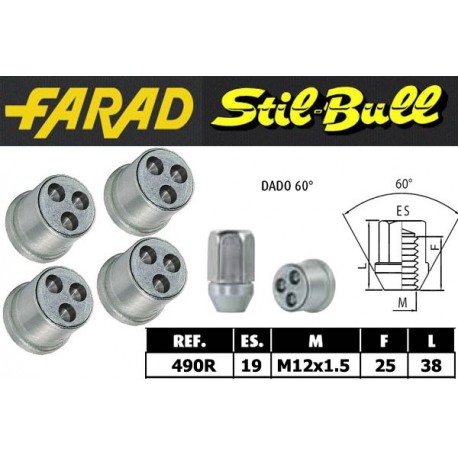 Farad Stil Bull Dadi antifurto con 2 chiavi cod 490R