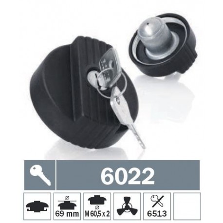 6022 Tappo carburante a vite ventilato con due chiavi