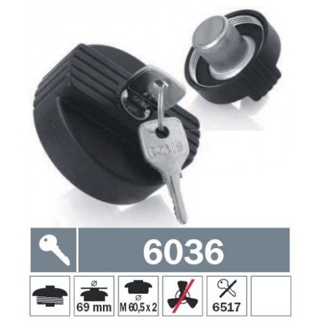 6036 Tappo carburante a vite non ventilato con due chiavi