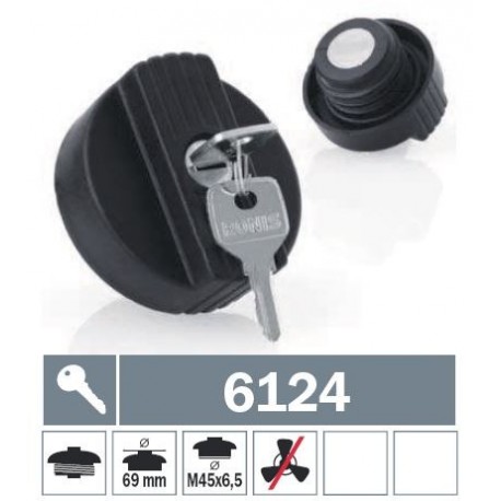 6124 Tappo carburante a vite non ventilato con due chiavi