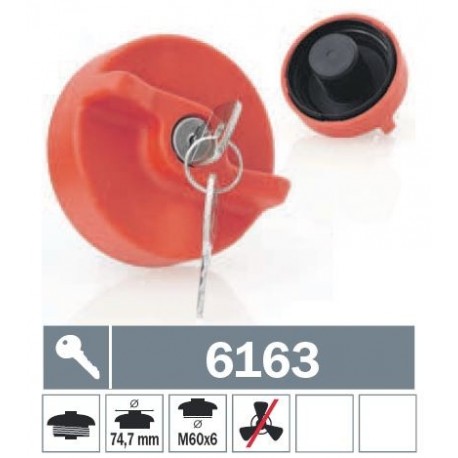 6163 Tappo carburante a vite non ventilato con due chiavi
