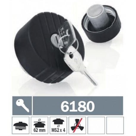 6180 Tappo carburante a vite non ventilato con due chiavi