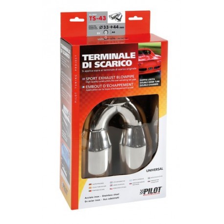 TS 43 Terminale di scarico in acciaio inox lucidato diametro 33-44 mm