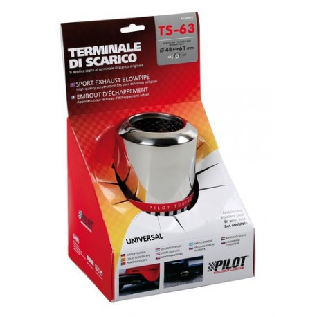 TS 63 Terminale di scarico in acciaio inox lucidato diametro 48-61 mm