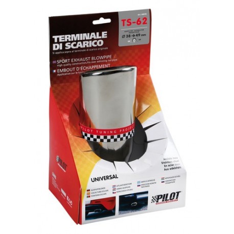 TS 62 Terminale di scarico in acciaio inox lucidato diametro 38-49 mm