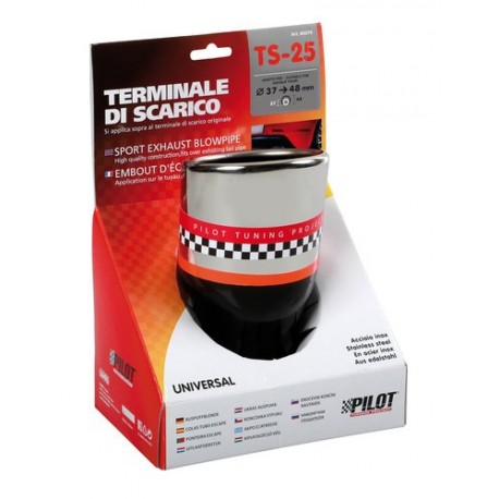 TS 25 Terminale di scarico in acciaio inox lucidato diametro 37-48 mm