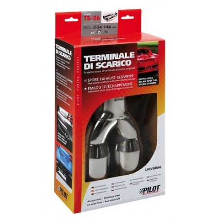 TS 26 Terminale di scarico in acciaio inox lucidato diametro 34-46 mm