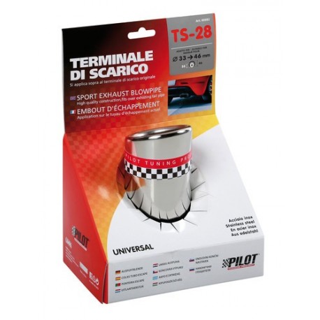 TS 28 Terminale di scarico in acciaio inox lucidato diametro 33-46 mm