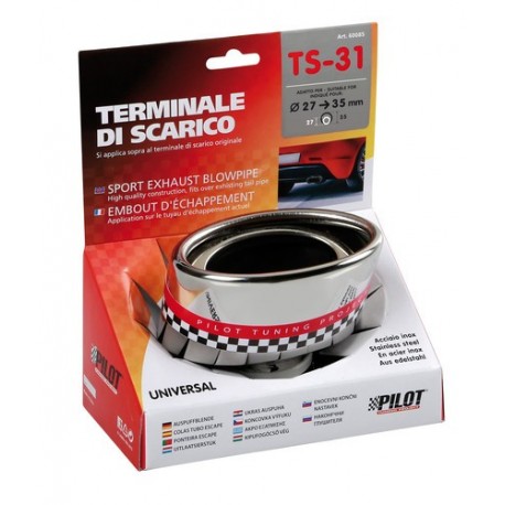TS 31 Terminale di scarico in acciaio inox lucidato diametro 27-35 mm