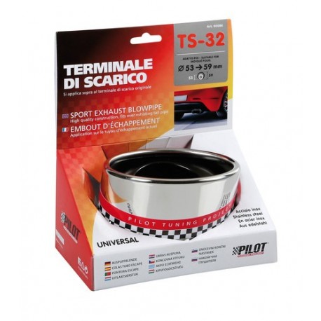 TS 32 Terminale di scarico in acciaio inox lucidato diametro 53-59 mm