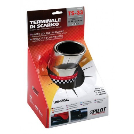 TS 33 Terminale di scarico in acciaio inox lucidato diametro 38-49 mm