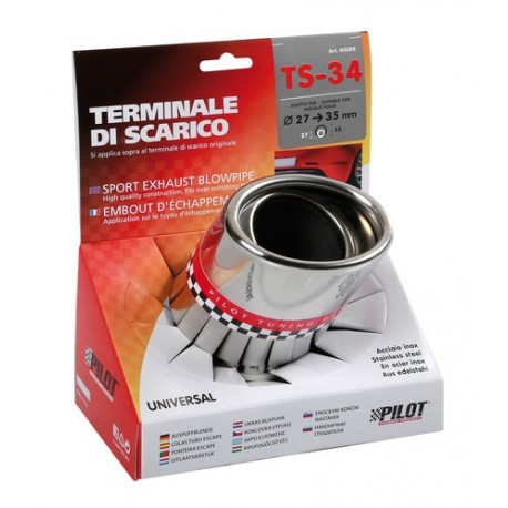 TS 34 Terminale di scarico in acciaio inox lucidato diametro 27-35 mm