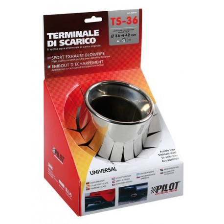 TS 36 Terminale di scarico in acciaio inox lucidato diametro 36-42 mm