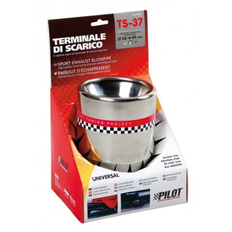 TS 37 Terminale di scarico in acciaio inox lucidato diametro 38-49 mm