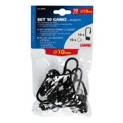 Set 10 ganci + morsetti diametro 10 mm