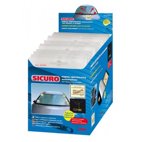 Sicuro porta certificato assicurazione adesivo