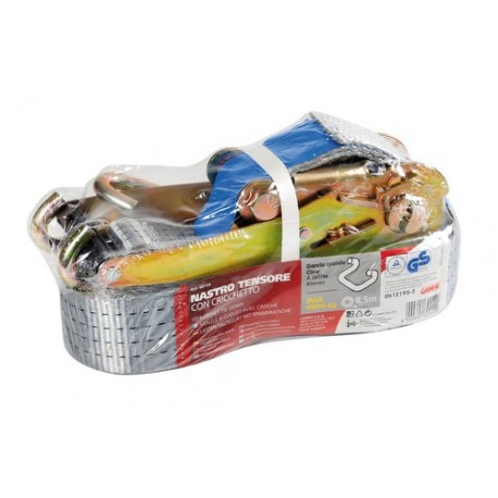 Nastro tensore con cricchetto Gancio sponda 85 m max 4.000 Kg