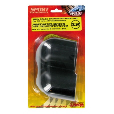 Portastrumenti cruscotto 2 fori 52 mm nero