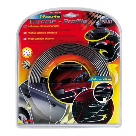 Profilo adesivo cromato 4 m 14 mm