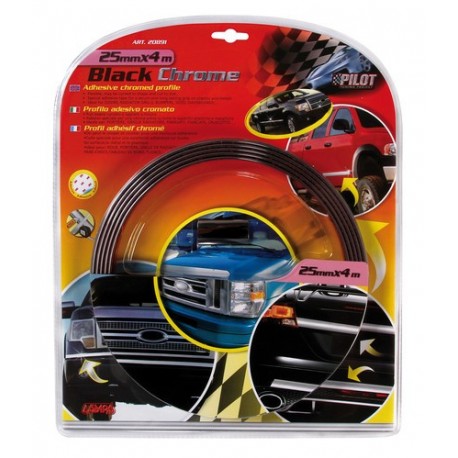 Profilo adesivo cromato nero 4 m 25 mm