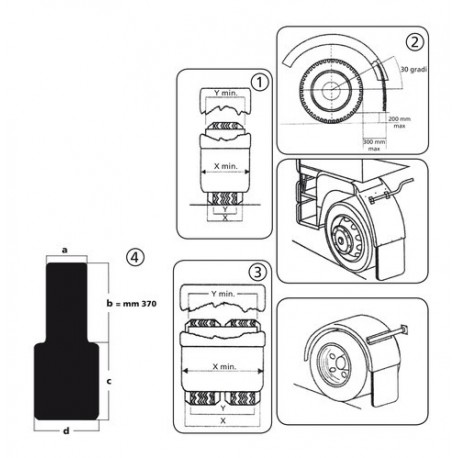 Coppia paraspruzzi omologati per parafango 40 cm