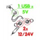 Presa corrente doppia con USB 12/24V