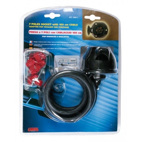 Presa 7 poli con cablaggio da 160 cm per rimorchi