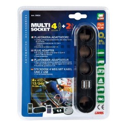 Multi Socket 4+2 presa corrente quadrupla con USB 12/24V