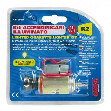 Kit accendisigari con presa illuminata 12V