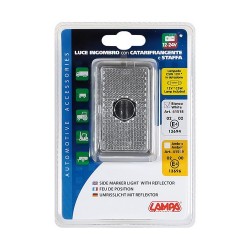 Luce ingombro con catarifrangente e staffa 12/24V bianco