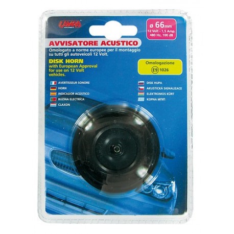 Avvisatore acustico diametro 66 mm 12V