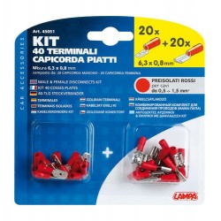 Kit 40 terminali capicorda piatti rosso