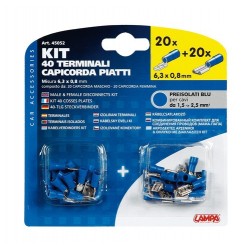Kit 40 terminali capicorda piatti blu