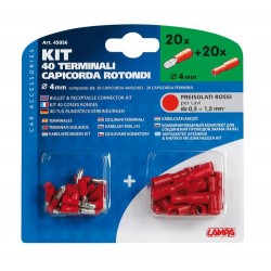 Kit 40 terminali capicorda rotondi rosso