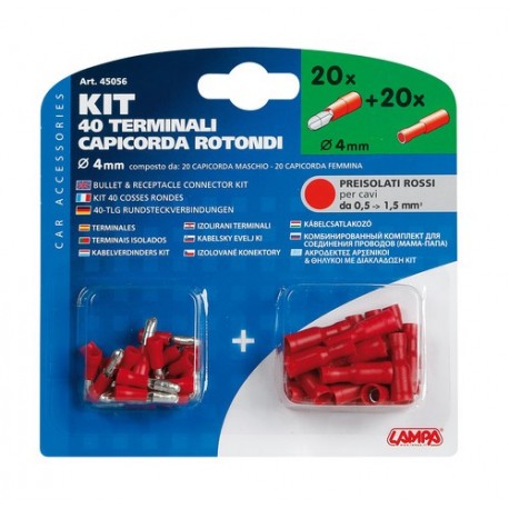 Kit 40 terminali capicorda rotondi rosso