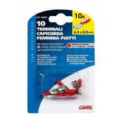10 terminali capicorda femmina piatti rosso