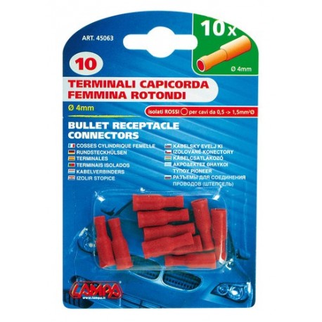 10 terminali capicorda femmina rotondi rosso