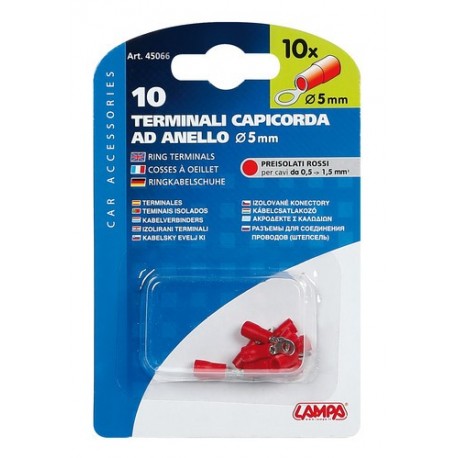 10 terminali capicorda ad anello rosso