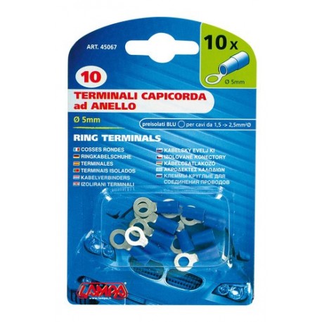 10 terminali capicorda ad anello blu