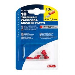 10 terminali capicorda maschio piatti rosso
