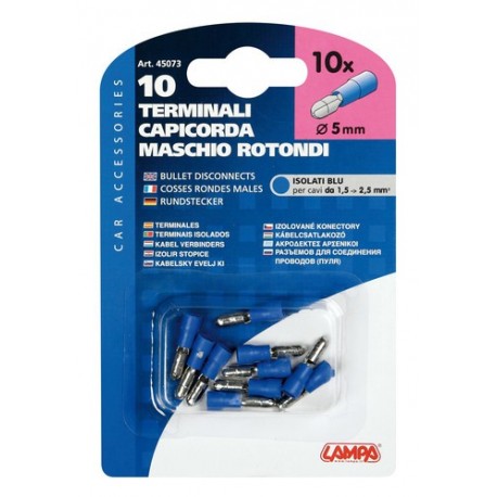 10 terminali capicorda maschio rotondi blu