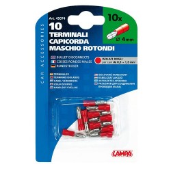 10 terminali capicorda maschio rotondi rosso