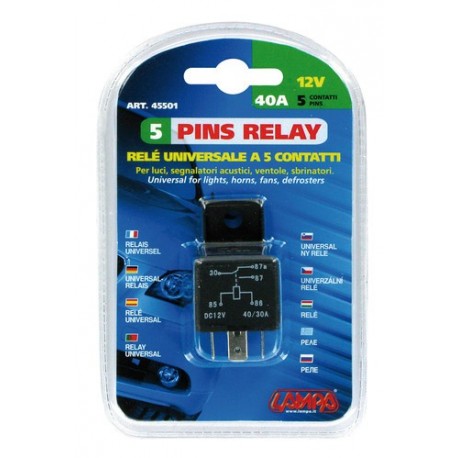 Relay universale 5 contatti 12V 30A