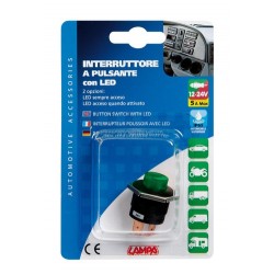 Interruttore a pulsante con led 12/24V verde
