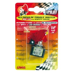 Interruttore a leva con sicura 12V rosso 20A
