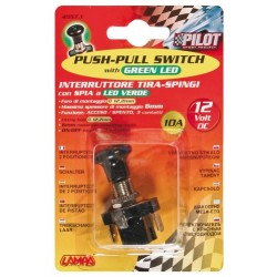 Interruttore tira/spingi a led 12V verde 10A